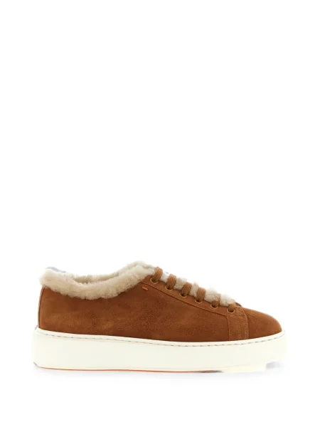 Sneakerși Santoni din piele de oaie maro