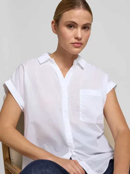 Spodnie lniane z prostą nogawką i tunelem model ‘Ina’ Soyaconcept białe
