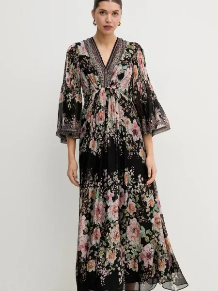 Hale BOB sukienka z domieszką jedwabiu Alanna maxi rozkloszowana czarny
