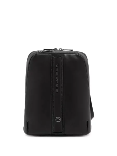 Geantă crossbody Piquadro din piele cu autograf negru