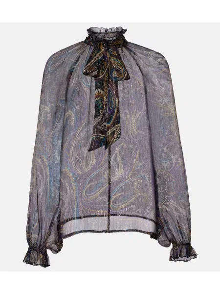 Jedwabny top Etro z wzorem paisley