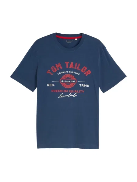 TOM TAILOR Tricou albastru închis / roșu alb