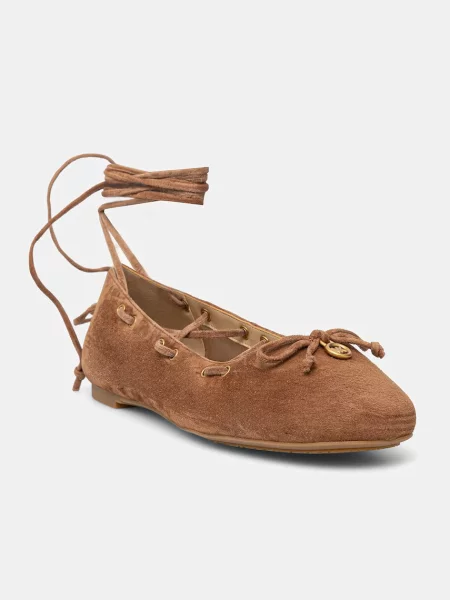 MICHAEL Michael Kors balerini din piele întoarsă Shae Flex Ballet maro