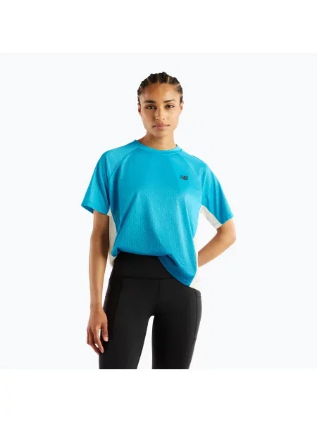 Дамска тениска за бягане New Balance Viz-Tech Run T-Shirt altitude/streamsong синьо