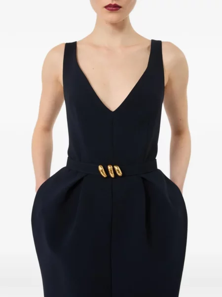 Cu centură rochie Max Mara cu decolteu în V albastru
