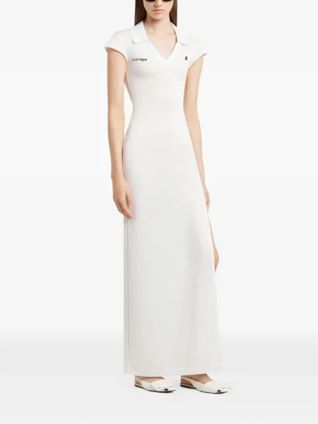 Maksi sukienka maxi Courreges garniturowa biała