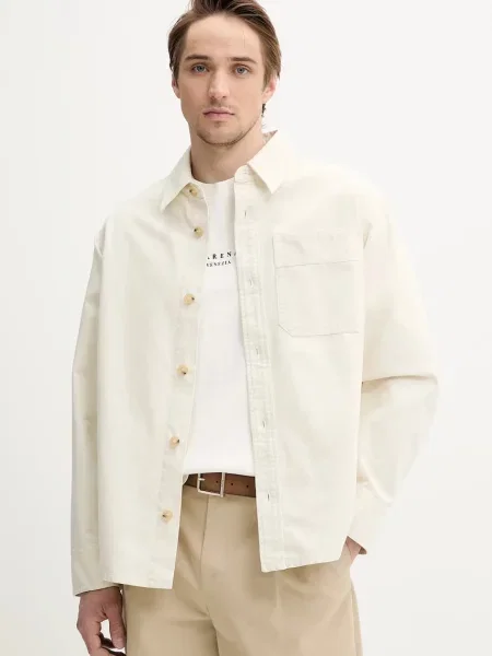 A.P.C. cămașă din surchemise basile brodee poitrine bărbați relaxed bej