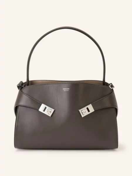 Ferragamo Kabelka Přes Rameno Hug tmavě / stříbrná hnědá