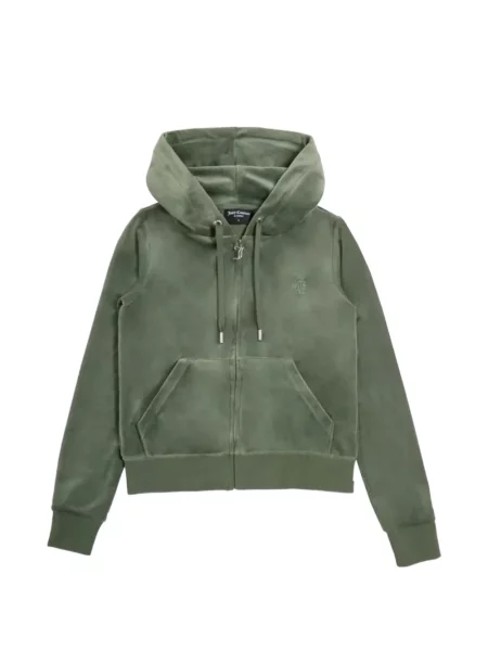 Hanorac cu glugă Juicy Couture din velur verde