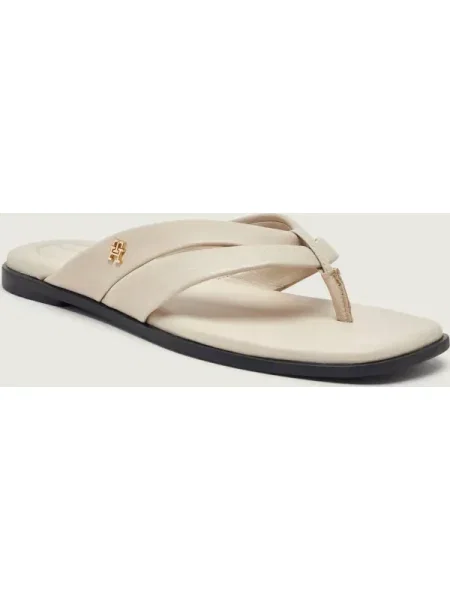 Șlapi Tommy Hilfiger din piele bej
