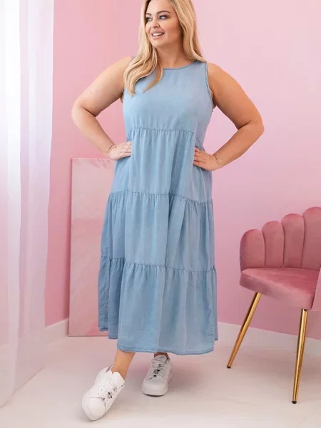 Sukienka jeansowa Kesi Włoski z falbankami