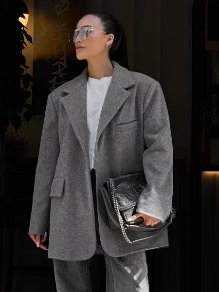 Пальто Jadone Fashion Palto_Elva_sire вовна/поліестер сірий