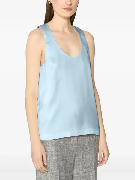 Top Genny din satin albastru