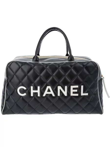 Kožená retro kožená taška Chanel Pre-owned černá