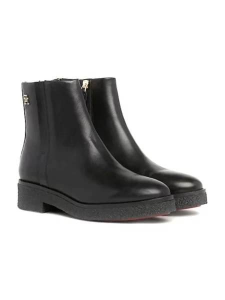 Botki Tommy Hilfiger skórzane czarne