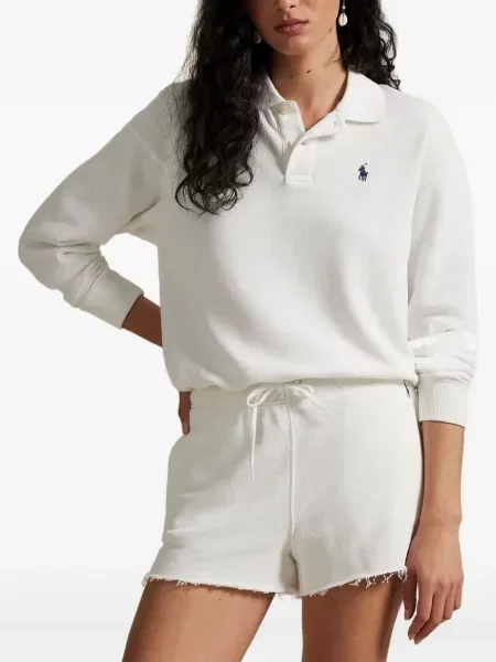 Pletený dlouhý top Polo Ralph Lauren s výšivkou modrý