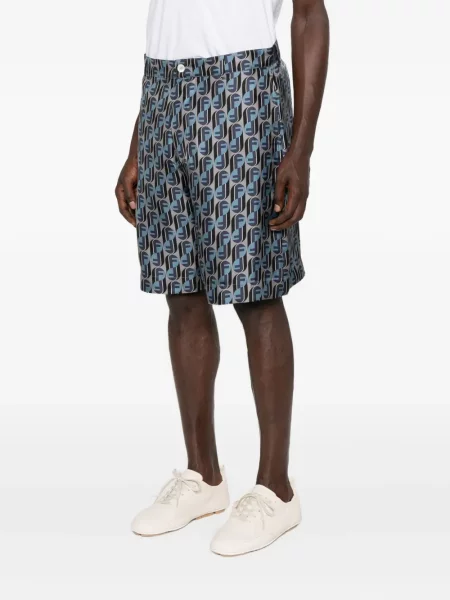 Pantaloni scurți Fendi de mătase cu imagine albastru