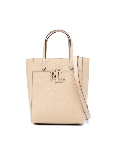 Shopperka Lauren Ralph Lauren skórzana beżowa