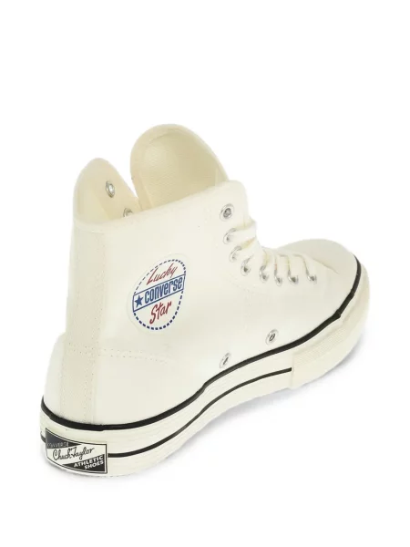 Top Converse cu platformă din canvas cu imagine alb