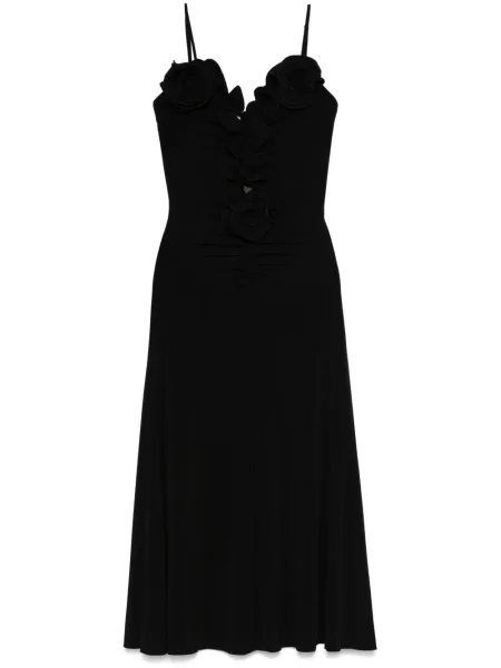 Rochie midi Nissa cu model floral până la genunchi de costum negru