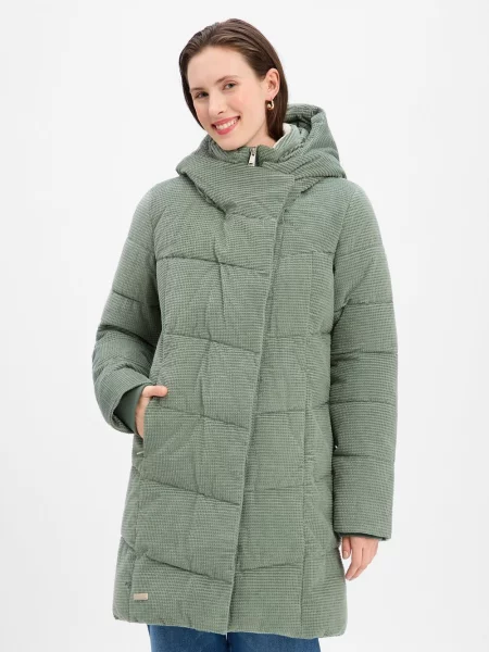 Ragwear Pikowany płaszcz Pavla Cordy Kobiety wypukły wzór tkaniny S zielony