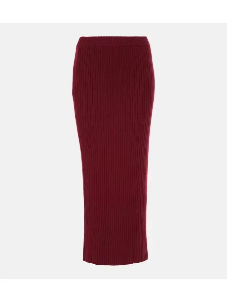 Fustă midi Jardin Des Orangers din cașmir până la genunchi roșu