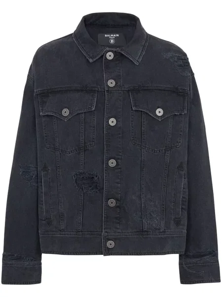 Geacă de blugi Balmain rupți negru