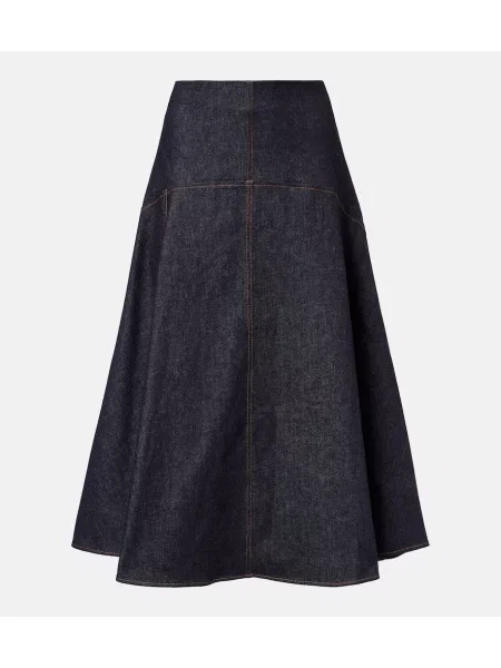 Fustă din denim Jacquemus până la genunchi albastru