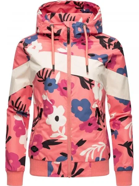 Ragwear Geacă funcțională Nuggie ecru / albastru porumbel / corai / fucsia negru