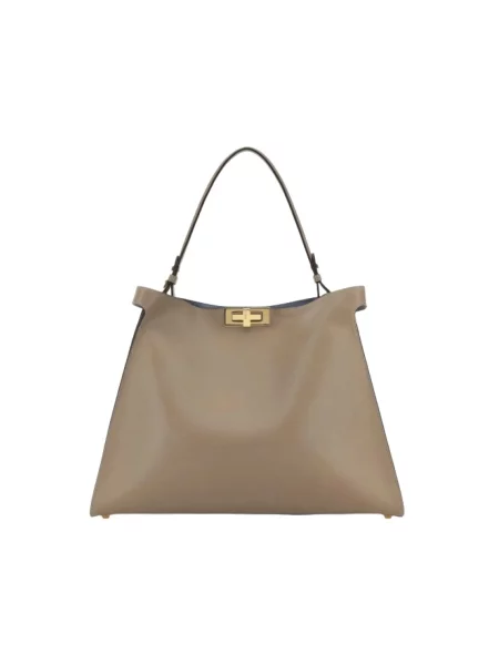Shopperka Fendi skórzana szara