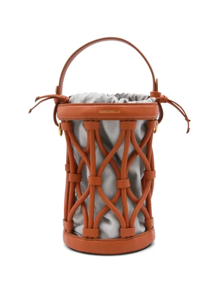 Кожена малък чанта тип bucket Coccinelle оранжево