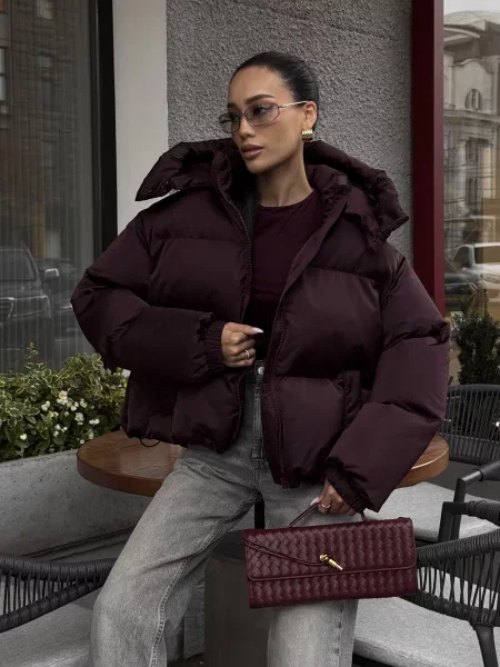 Пуховик Jadone Fashion Pufi_marsala бордовий