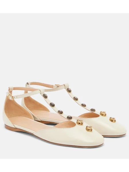 Balerini Chloé din piele alb