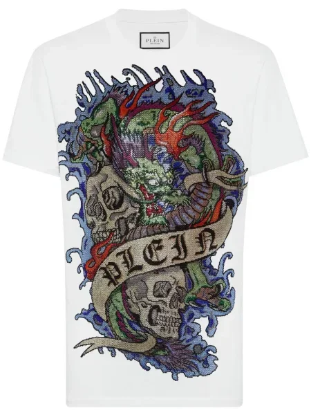 Tricou Philipp Plein cu imagine alb