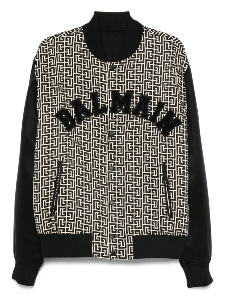 Geacă bomber Balmain cu imprimeu geometric negru
