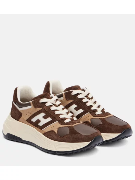 Sneakerși Hogan din piele de căprioară maro
