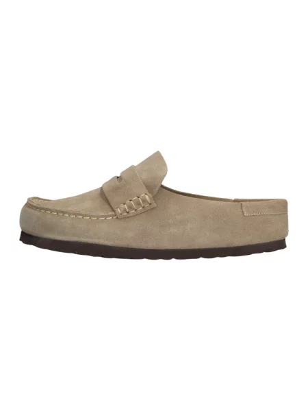 Klapki Birkenstock skórzane beżowe