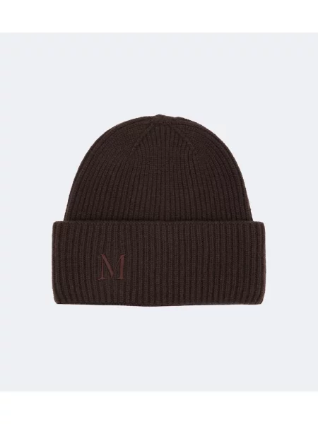 Căciulă Max Mara cu broderie din cașmir maro