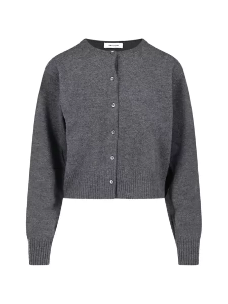 Decupat cardigan Low Classic de lână clasic gri