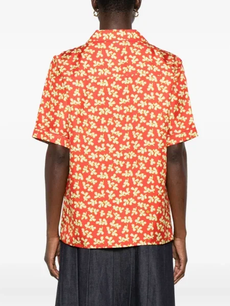 Cămașă Tory Burch de mătase cu model floral cu imagine roșu