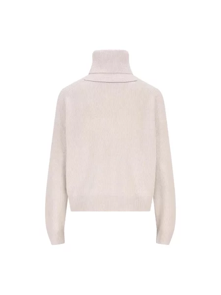 Sweter z golfem Brunello Cucinelli wełniany do golfa beżowy