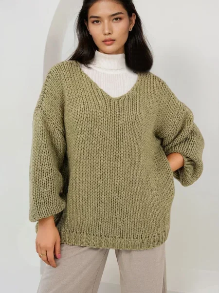 Trend Alaçatı Stili Pulover verde