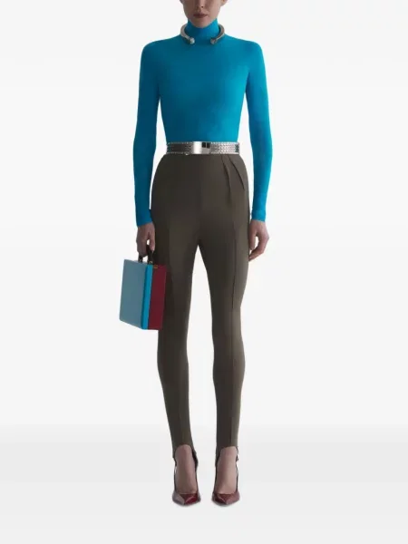 Lung top Mugler cu mâneci lungi albastru