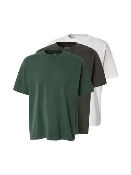 Abercrombie & Fitch Tricou maro închis / verde închis alb