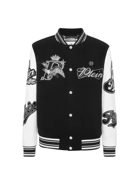 Kurtka bomber Philipp Plein wełniany czarny