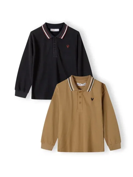 MINOTI Tricou maro caramel / negru alb
