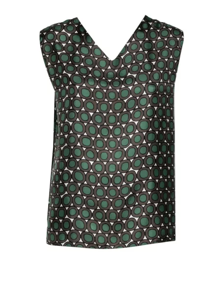 Bluză 's Max Mara fără mâneci cu imagine cu imprimeu geometric gri