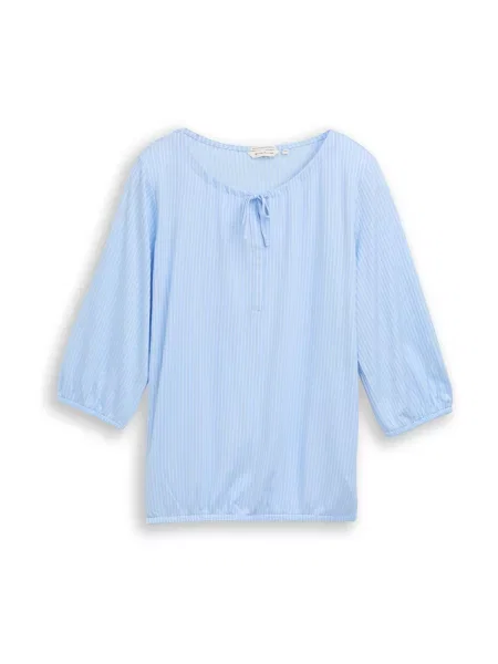 Tom Tailor + Bluza svetlo modra / naravno bela