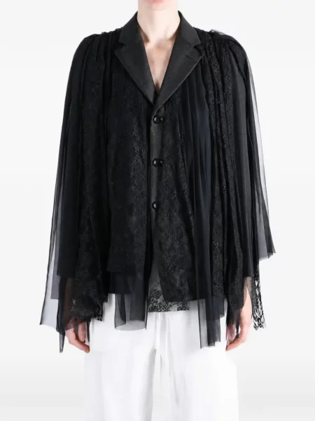 Geacă Comme Des Garçons din dantelă drapată negru