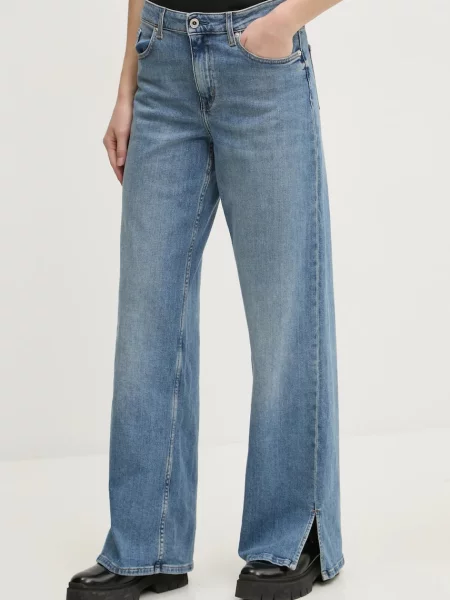 Дънки Karl Lagerfeld Jeans със стандартна талия синьо